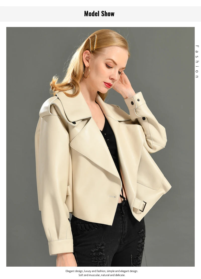 “Diamond” Women’s Sheepskin Designer Leather Jacket