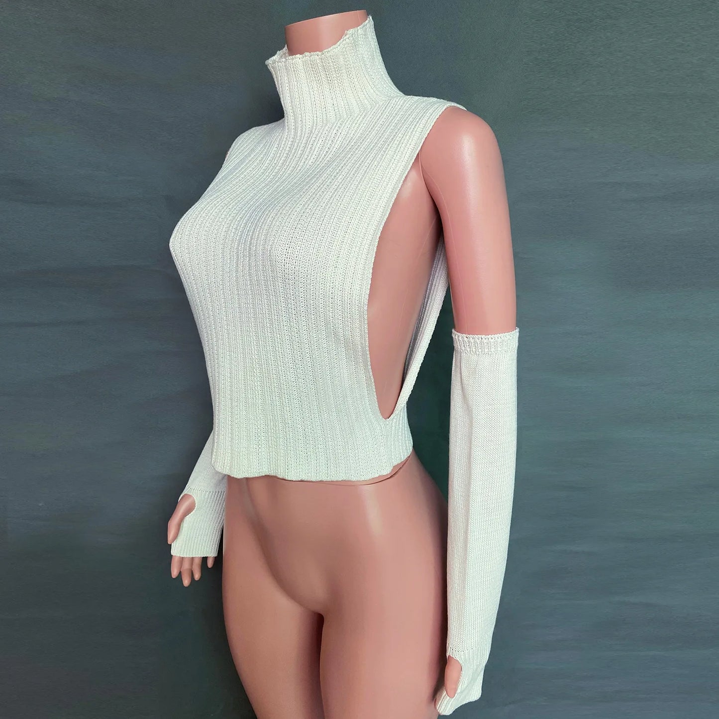 ”High Hopes” Vintage Long Sleeve Y2K Style Knitted Turtleneck Sweater Vest