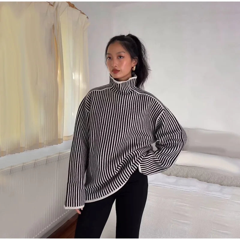 ”Baguette” Women’s Elegant Striped Oversized Sweater