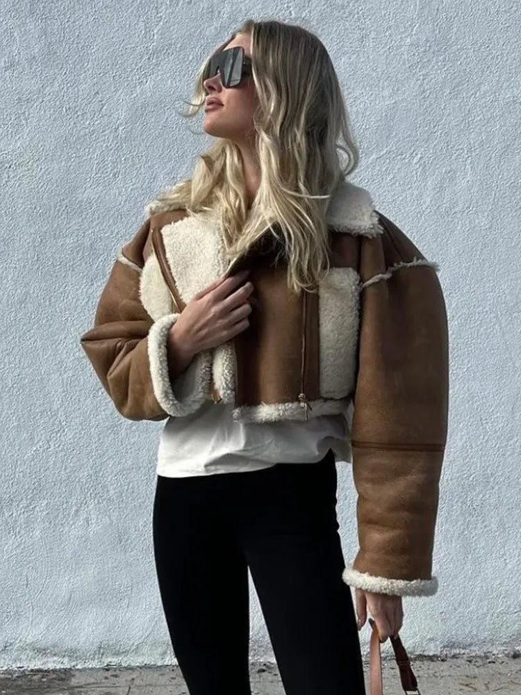 “Taylor” Women’s Vintage Designer Lambswool Fur Coat