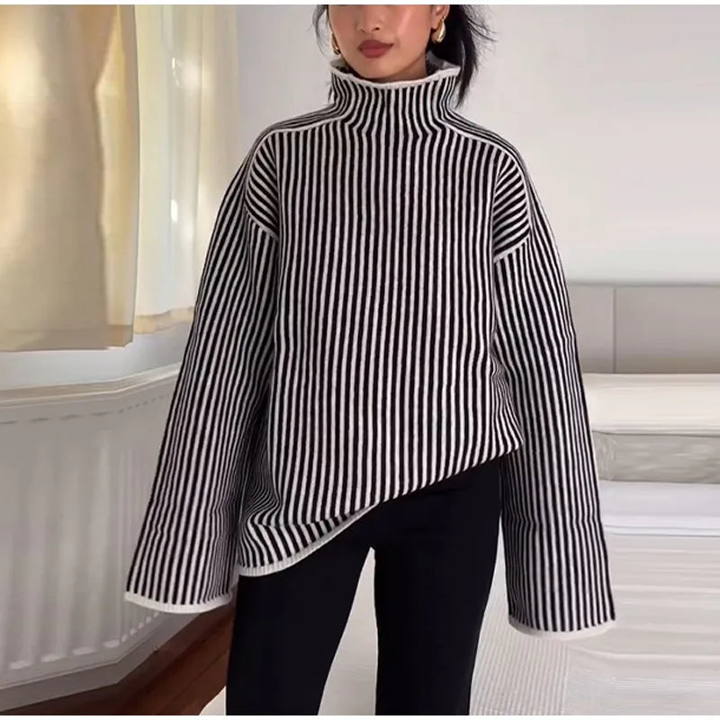”Baguette” Women’s Elegant Striped Oversized Sweater