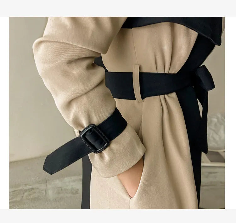 ”Ducet” Women’s Beige Wool Designer Trench Coat